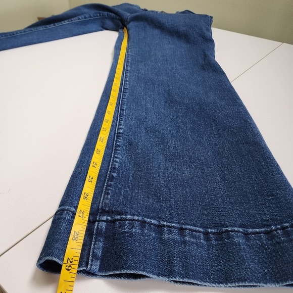 LOFT Outlet Womens High Rise Trouser Jeans Size 4 Medium Wash Wide Leg Stretch - Picture 13 of 15